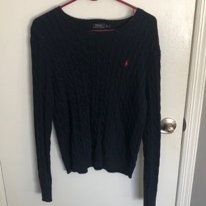 Navy polo crew neck sweater